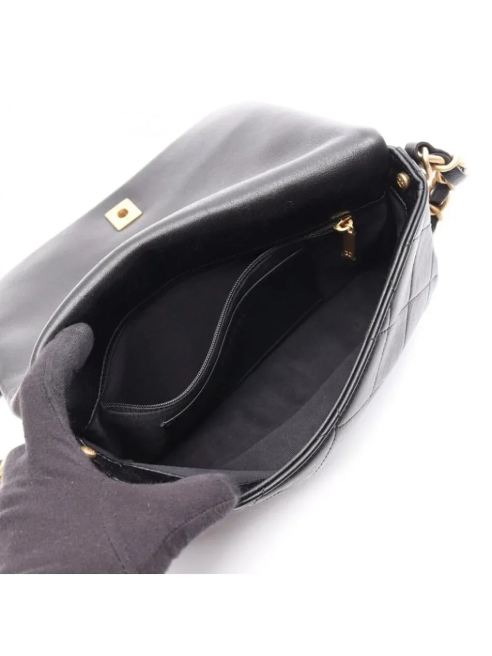 Chanel Shoulder Bag Quilted Black Leather Chain